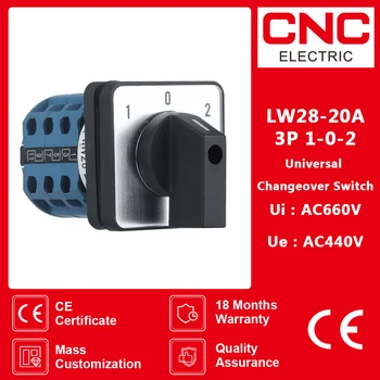CNC LW28-20 1-0-2 Kiezen Rotary Switch 5-20A 220V Universele Omkeerschakelaar 3Position 3Knots Elektrische Motor wisselschakelaar