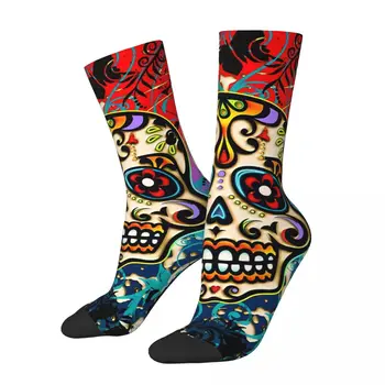 Crazy Sock voor Mannen Mexicaanse Schedel Suiker Schedel Dag Van De Doden Dias De Los Muertos Hip Hop Harajuku Jongens Bemanning Sok Casual Cadeau