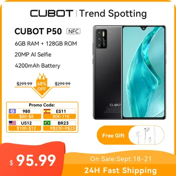 Cubot P50 2022 Nieuwe Smartphone Android-6GB RAM-128 GB ROM(256GB Uitgebreid) 4200mAh 6.217 inch NFC 20MP Camera Mobiele Telefoons celular