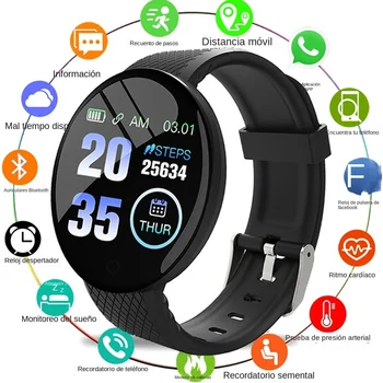 D18 Smart Armband Kleur ronde Scherm Hartslag bloeddruk Slaap Monitoring Stappenteller Sport-Fitness Slimme Horloge Voor Xiaomi