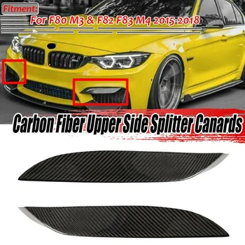 De auto Echt Carbon Fiber Front Bumper Side Splitter Eendvlakken Lip Spoiler Voor-BMW F80 M3 F82 F83 M4 2015-2018