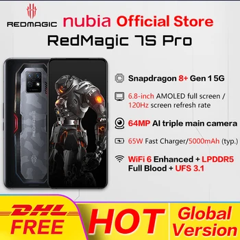De globale Versie Nubia RedMagic 7S Pro 5G Snapdragon 8+ Gen 1 Octa core 6.8