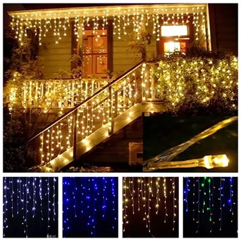 De kerst Slinger Outdoor LED Gordijn Icicle String Licht 220V Droop 0,6 m Tuin Lichtjes in de Ramadan Decoratie 2022