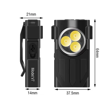 De LED UV-Sleutelhanger Zaklamp Draagbare USB-C Oplaadbare werklamp 2000 lumen Mini Zaklamp met Clip Camping Lantaarn
