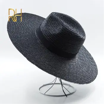 de zomer mode-Zwarte Tarwe stro hoed outdoor travel shopping zonnebrandcrème zon Jazz caps Volwassen Volwassen natuurgras Fedora Cap