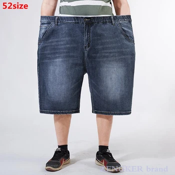 De zomer van dunne denim shorts voor heren vijf-punt broek plus size losse elastische taille 50 52 oversized shorts korte broek