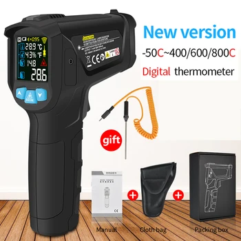Digitale Infrarood Thermometer Laser temperatuurmeter Non-contact 800 Graden Of 1472Fahrenheit Pyrometer IR Termometro Kleur LCD