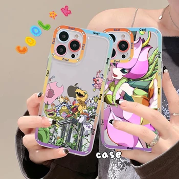 Digitale Monster Digimon Telefoon Geval Voor iPhone 14 13 12 11 Pro Max Mini X Xs XR 6 7 8 Plus SE 2020 Transparante Zaak