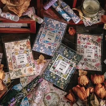 Dimi 60sheets Bloemen Materiaal Papier Schrijven Papieren Vlinder Ins Creatieve Deco Dagboek DIY Collage Ongewenste Journaling Materiaal Pack