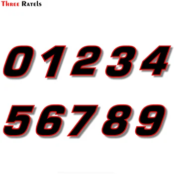 Drie ratels FTC-717# Vinyl sticker sticker Zwart (Rode contour) quare lettertype race nummer Racing Aantal Sticker Voor Auto Motor Bike