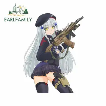 EARLFAMILY 13cm x 10cm Voor Anime Meisje Gun Grappige Auto Stickers Bumper Sticker Waterdichte Afsluiting Scratch Aangepaste Afdrukken