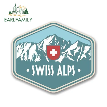 EARLFAMILY Zwitserse Alpen Zwitserland Vinyl Sticker reisbagage Bergen Ski Surf Skateboarden Hip Hop Stickers Auto Styling