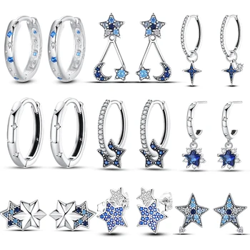 Echt 925 Sterling Zilveren Ster Oorbellen Voor Vrouwen Sprankelende Zirkonia Ear Studs Luxe Fijn Betrokkenheid Bruiloft Sieraden Cadeau Voor Een Meisje