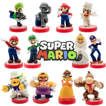 Een Set Super Mario Bros Speelgoed Kawaii Anime Figuur Speelgoed Set PVC Poppen Luigi, Yoshi en Donkey Kong Paddestoel Model Kids Giften van de Verjaardag