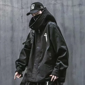 Emo Mensen Japanse Harajuku Alt Trui Oversized Hoodie Met Lange Mantel Hip Hop Gotische Uitloper Streetwear Techwear Jas Tops Kleding
