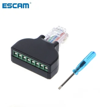 ESCAM RJ45 Ethernet-Male Naar 8 Pins AV-Schroef Adapter Converter Blok Plug voor CCTV camera