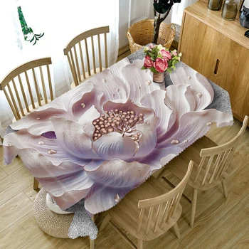 Europa Lotus Tafelkleed in een Tropische, Groene Plant 3D Bloemen Patroon Oxford Doek Bruiloft Decor Tafel Dekken Nappe De Tabel