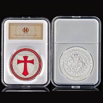 Europese Souvenir Vrijmetselaars Red Knights Templar Kruisvaarders Uitdaging Munt Euro W/ PCCB Display