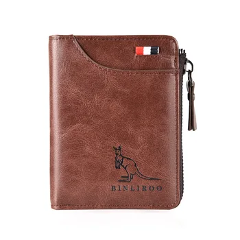 Fashion men ' s Leather Wallet RFID-Diefstal-Mannelijke Business Card Houder Man Geld Bag Portemonnee Rits Portemonnee voor heren