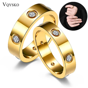 Fashion Schroef Bruiloft Zircon Ring Voor Vrouwen Eenvoudige Roestvrij Staal Rose Goud Kleur Sieraden FingerRing Party Accessoires Hete Verkoop