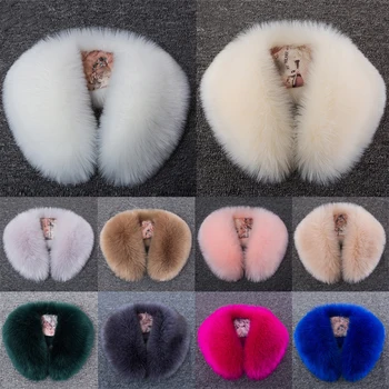 Fox Fur Kraag Winter Faux Fur Sjaal Jas Jas Hoed Decor Sjaal Multicolor Strip Zachte Kap bontkragen Dame Bib Scarives