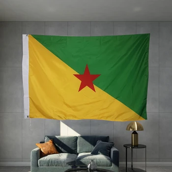 Frans-Guyana Vlag Overzeese Provincies Van Frankrijk Grafisch Op Maat Bedrukte Vlag Polyester As Afscherming Messing Zeilringen Design Outdoor