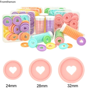 Fromthenon Binder Notebook Plastic Schijf met Ringen 28/32/24mm Kleur Macaron Bindend Schijven In hartvorm voor de Paddestoel Gat Planner