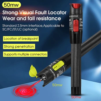 FTTH Glasvezel Kabel Tester Pen 50MW Visual Fault Locator SC/FC/ST 2,5 mm Interface VFL 50 KM Bereik