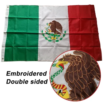 Geborduurd Genaaid Mexico Mexicaanse Vlag de Nationale Vlag Wereld Land Banner Oxford Nylon van de Stof 3x5ft, gratis verzending