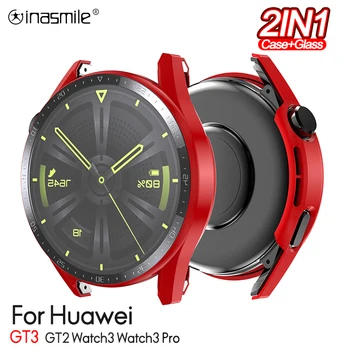 Gehard Glas + Deksel PC Schaal Case Voor Huawei Horloge 3 Pro GT 2 GT3 46mm 48mm Screen Protector Kijken Shell Smart Watch