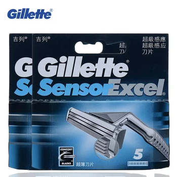 Gillette 10pcs Sensor Excel scheermesjes & 12pcs Vector 3 Scheren scheermesjes voor Mannen Veiligheid Scheerapparaten Handleiding Baard Scheerapparaat 2packs