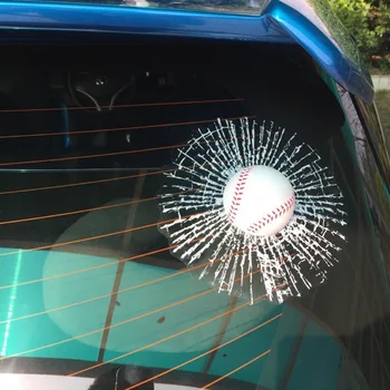 Grappig Bal Raakt de Auto Venster Gebroken Glas 3D Sticker van de Honkbal Voetbal Tennis Stickers Grappige Auto-Stickers