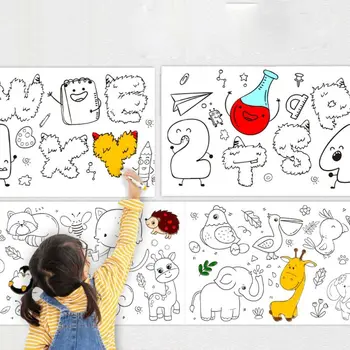 Grote Kinderen Tekenen Roll Peuters Kleuren Poster Art Wall Sticker Kind Graffiti Ga Kids DOE-Kleuren Invullen papierrol