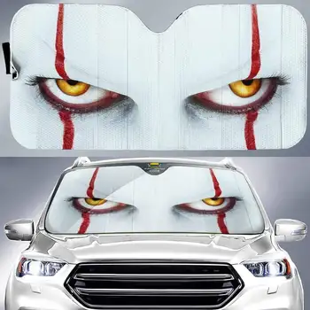 Halloween Geschenk 3D Cool Horror Films Design Print Beschermen van Auto-Interieur Voorruit Opvouwbaar Zonnescherm zonnescherm voor SUV Auto ' s