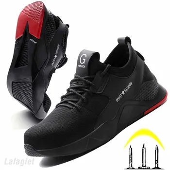 Heren Veiligheid op het Werk Laarzen Mannen Schoenen Sneakers Ademend Anti-smashing Lichtgewicht Laarzen Onverwoestbare Schoenen Met Stalen neus