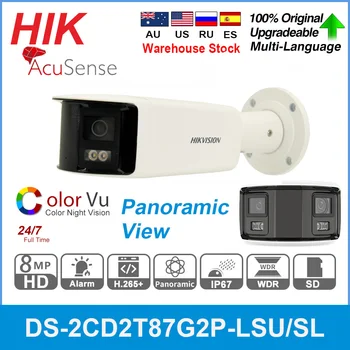 Hikvision IP-Camera DS-2CD2T87G2P-LSU/SL 8MP 4MP Panoramisch ColorVu 4K Kogel Stroble Licht, Audio, POE cameratoezicht Outdoor 