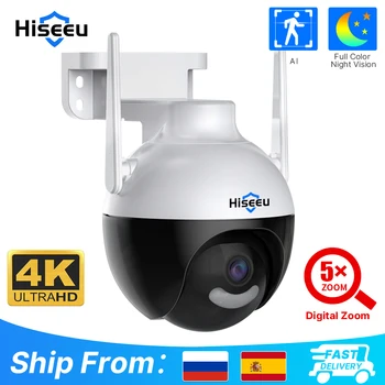 Hiseeu 4K 8MP WiFi PTZ IP-Camera 5xZoom Menselijke Detectie van Video-Surveillance-Outdoor Kleur Night Vision Security Camera Beveiliging