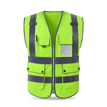 Hoge Zichtbaarheid Reflecterende Vest Rits Aan De Voorzijde Veiligheidsvest Met Reflecterende Strips Bouw Werkkleding Veiligheid Reflecterende Vest