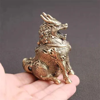 Holle Dragon mythische beest Cover Wierook Messing Chinese ornament Chinese 1pcs Qilin mythische dier in het wild Wierookvat wierook brander