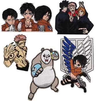 Hot Anime Jujutsu Kaisen Aanval op Titan Geborduurde Badge Ijzer op Boekentas, Kleding Decoratieve Patch Wings of Liberty Badge