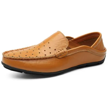 Italiaanse herenschoenen Casual Luxe Merk Mannen Loafers Lederen Mocassins Licht Ademend Slip on Boot Schoenen Chaussure Homme