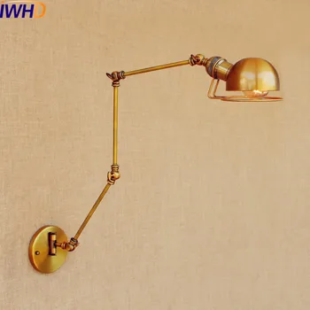 IWHD Goud Swing Lange Arm Wand Lamp van Edison LED Retro Loft Industriële wandlamp Schans Lamparas De Vergelijking