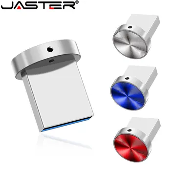 JASTER Super Mini-Knop USB-Flash drive 64GB Hoge Snelheid de Aandrijving van de Pen 32GB Metalen Memory Stick 16GB Blue Stick Gratis Aangepaste Logo