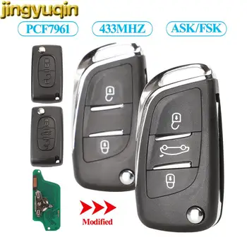 Jingyuqin 2/3B Gewijzigd Flip Afstandsbediening Auto sleutelhanger Voor Peugeot Partner 307 308 407 408 3008 ASK/FSK 433MHz PCF7961 HU83/VA2 CE0536