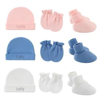 Katoenen Baby Beanie voor Pasgeboren Baby Muts Handschoenen Sokken Set Baby Muts voor Meisje Jongen Geboren Gave Baby Accessoires Peuter Cap