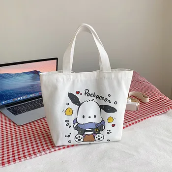 Kawaii Sanrio Cinnamoroll Canvas Tote Bag Vrouwen Tas handtas Één Schouder Draagbare Lunch Bag Nieuwe Mini Schoolmeisje Messenger Bag