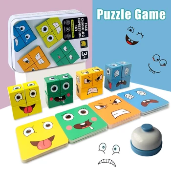 Kids Gezicht Veranderen Kubus Spel Montessori Expressie Puzzel bouwstenen Speelgoed Early Learning Educatieve Wedstrijd Speelgoed voor Kinderen