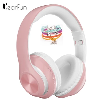 Kinderen Draadloze Hoofdtelefoon met Microfoon, Roze Meisjes Telefoon Gaming Helm, Gamer Muziek Bluetooth Headset Voor Kinderen Lady, Cadeau