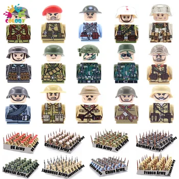Kinderen Speelgoed WO2 Militaire Figuren bouwstenen Natie Soldaten van het Leger Assembleren Bakstenen Educatief Speelgoed Voor Jongens Giften van Kerstmis