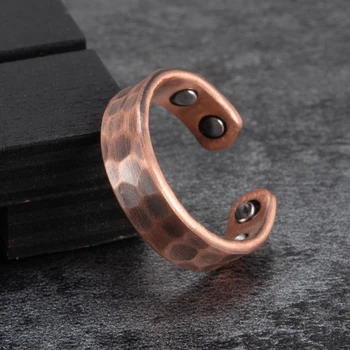 Koper Verstelbare Ring Mannen Vintage Zuiver Koper Magnetische Ring Gezondheid Energie trouwringen Open Manchet Vinger Ringen voor Mannen Sieraden